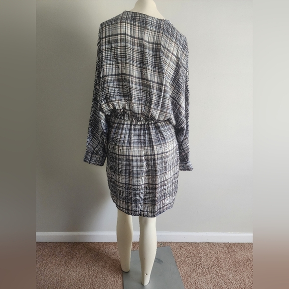 Zara Satin Effect long sleeve dress womens size Large academia plaid classic - Picture 4 of 16